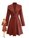 1940s Solid Knitted Big V-Neck Button Dress - vintage dress, retro fashion