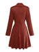 1940s Solid Knitted Big V-Neck Button Dress - vintage dress, retro fashion