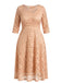 Beige 1940s Lace Midi Swing Dress - vintage dress, retro fashion, rockabilly