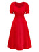 1940s Solid Single-Breasted Empire Waist Dress - vintage dress, retro fashion
