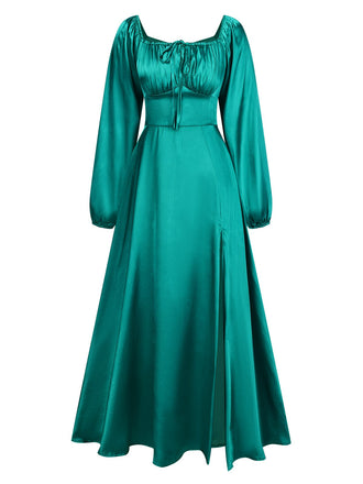 She slips into this 1940s Solid Square Neck Pleated Dress and suddenly it's a 1940s daydream