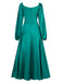 1940s Solid Square Neck Pleated Dress, vintage dress, retro fashion - perfect for women who love vintage and retro fashion
