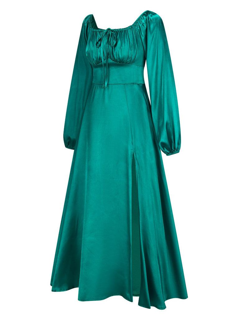 1940s Solid Square Neck Pleated Dress, vintage dress, retro fashion - perfect for women who love vintage and retro fashion