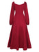 1940s Solid Square Neck Pleated Dress, vintage dress, retro fashion - perfect for women who love vintage and retro fashion