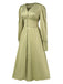 1940s Solid V-Neck Faux Satin Button Dress, vintage dress, retro fashion - perfect for women who love vintage and retro fashion