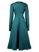 1940s Solid V-Neck Faux Satin Button Dress, vintage dress, retro fashion - perfect for women who love vintage and retro fashion