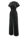 1940s Solid Waist Tie V-Neck Velvet Jumpsuit, vintage romper, retro jumpsuit - perfect for women who love vintage and retro fashion