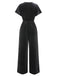 1940s Solid Waist Tie V-Neck Velvet Jumpsuit, vintage romper, retro jumpsuit - perfect for women who love vintage and retro fashion