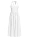 1940s Solid Wide-Strap Halter Backless Dress - vintage dress, retro fashion