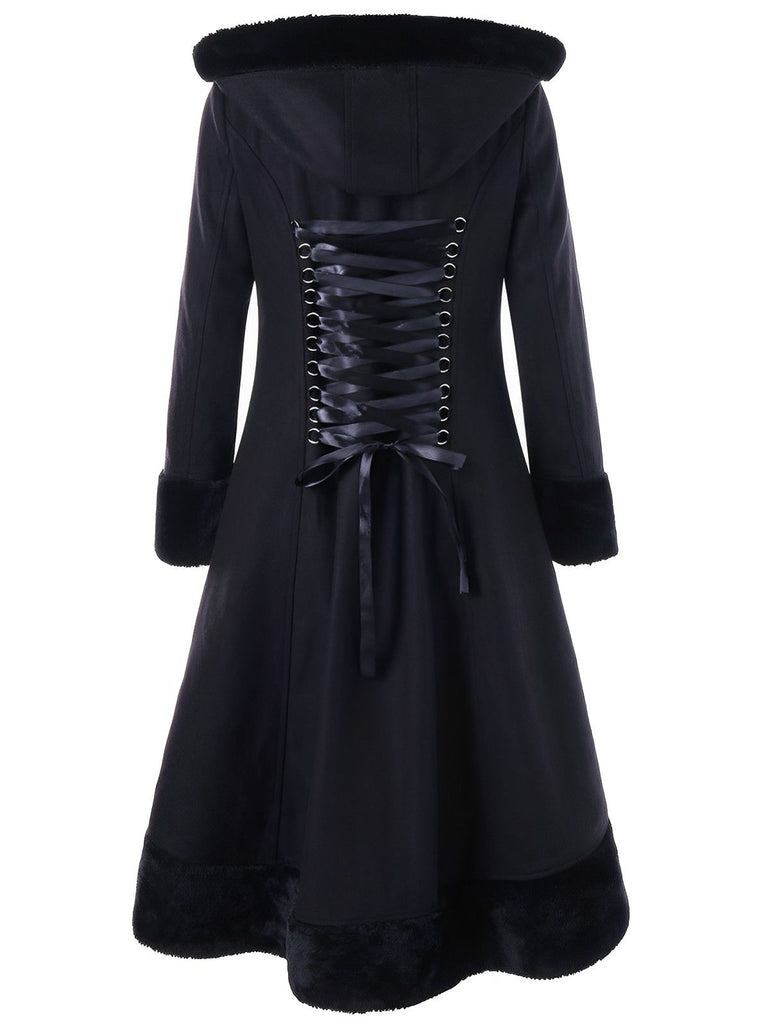 1940s Solid Windbreaker Lace Hooded Coat - vintage fashion, retro style