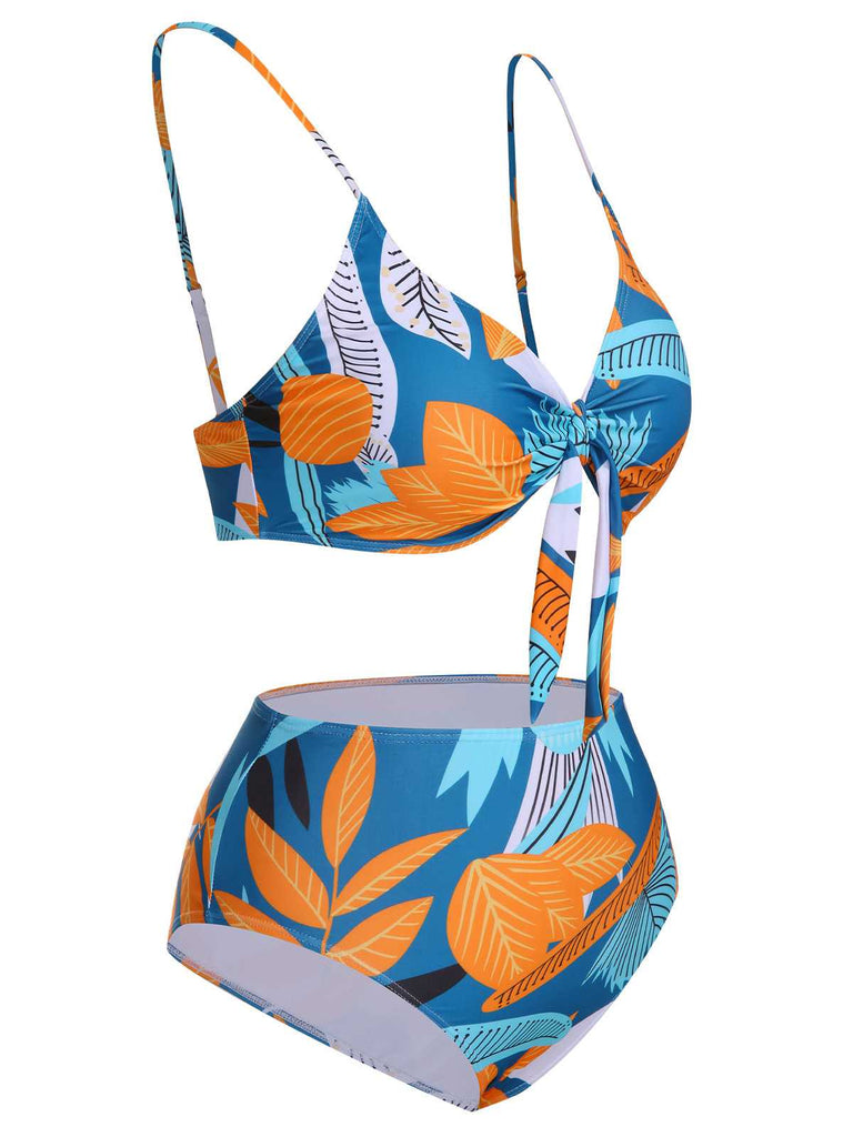 This 1940s Spaghetti Strap Print Swimsuit & Cover-Up carries 1940s vacation dreams in every stitch