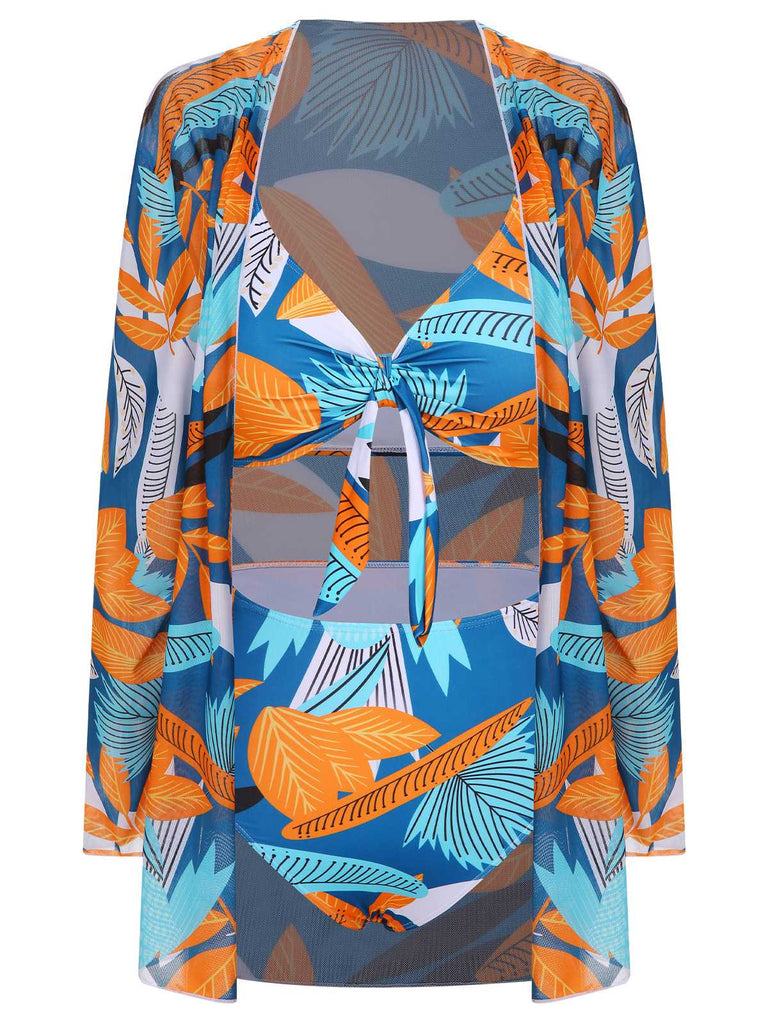 1940s Spaghetti Strap Print Swimsuit & Cover-Up — 1940s poolside glamour meets sun-drenched confidence