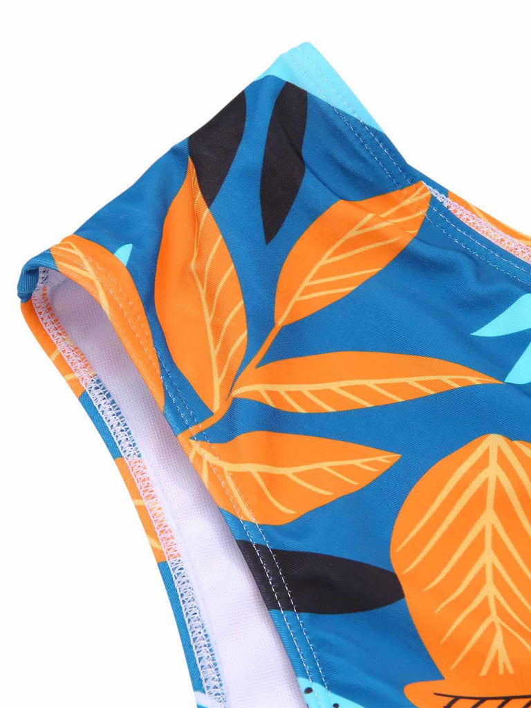 This 1940s Spaghetti Strap Print Swimsuit & Cover-Up carries 1940s vacation dreams in every stitch