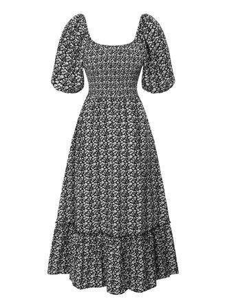 She slips into this 1940s Square Neck Backless Dress and suddenly it's a 1940s daydream