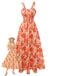 1940s Square Neck Irregular Floral Pleated Dress - vintage dress, retro fashion