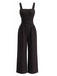 1940s Square Neck Sleeveless Buttoned Solid Jumpsuit, vintage romper, retro jumpsuit - perfect for women who love vintage and retro fashion