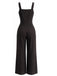 1940s Square Neck Sleeveless Buttoned Solid Jumpsuit, vintage romper, retro jumpsuit - perfect for women who love vintage and retro fashion