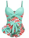 [Plus Size] 1940s Strap Flowers One-Piece Swimsuit, vintage swimsuit, pin-up swimwear - perfect for women who love vintage and retro fashion
