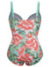 [Plus Size] 1940s Strap Flowers One-Piece Swimsuit, vintage swimsuit, pin-up swimwear - perfect for women who love vintage and retro fashion