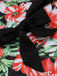 1940s Strap Flowers One-Piece Swimsuit, vintage swimsuit, pin-up swimwear, retro beach style, women, elegant