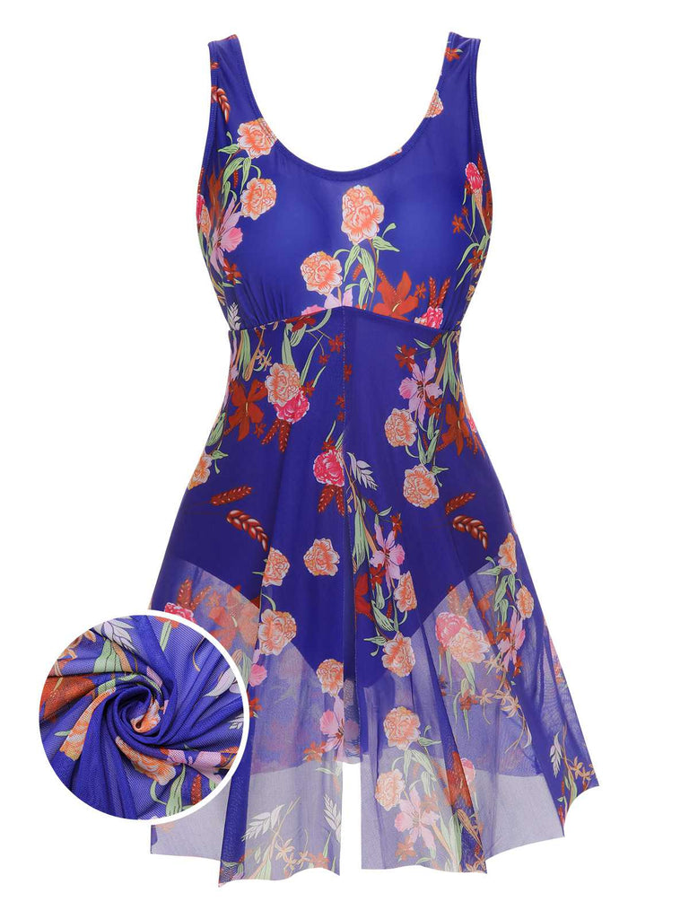 She's wearing 1940s Strap Print One-Piece Skirt Swimsuit and the whole beach remembers the 1940s