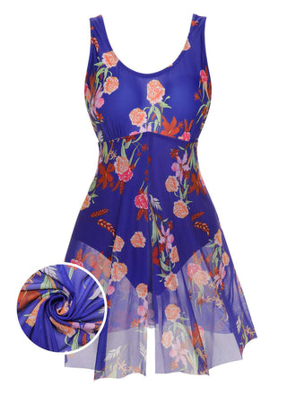 She's wearing 1940s Strap Print One-Piece Skirt Swimsuit and the whole beach remembers the 1940s