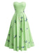 1940s Strapless Floral High Waist Swing Dress - vintage dress, retro fashion, rockabilly, pin-up fashion for vintage lovers