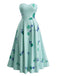 1940s Strapless Floral High Waist Swing Dress - vintage dress, retro fashion, rockabilly, pin-up fashion for vintage lovers