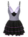 This 1940s Stripe Patchwork Layered Hem Swim Dress wraps her in 1940s elegance, one twirl at a time
