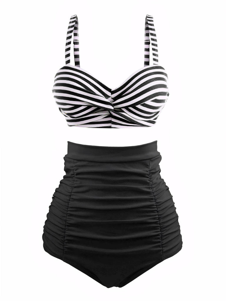 1940s Striped Colorblock Vintage Bikini Set — vintage elegance for the modern woman