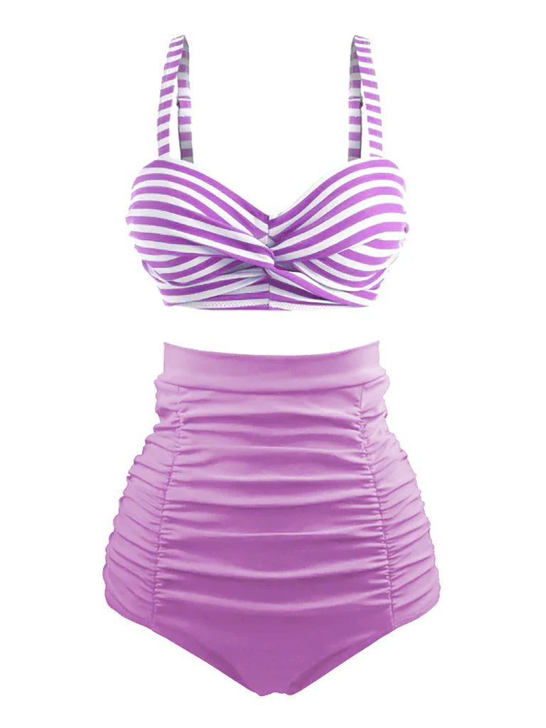 1940s Striped Colorblock Vintage Bikini Set — vintage elegance for the modern woman
