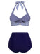 1940s Striped Halter Swimsuit Set - vintage swimsuit, pin-up style