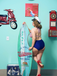Red & Blue 1940s Striped Halter Swimsuit Set, vintage swimsuit, pin-up swimwear - perfect for women who love vintage and retro fashion