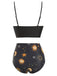 1940s Sun Moon Stars Lace-Up Swimsuit: 1940s Riviera elegance, reimagined for her