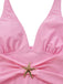 2PCS 1940s Deep V Halter Starfish One-Piece Swimsuit & Cover-Up - vintage swimsuit, pin-up style