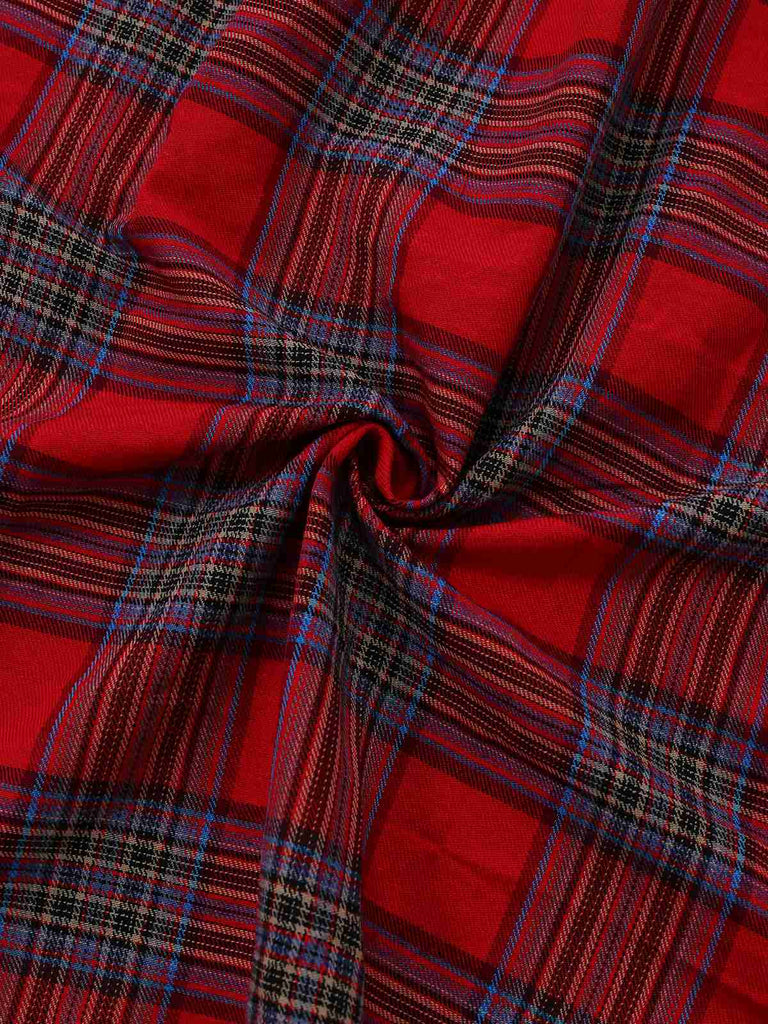 1940s Tartan Plaid Long Sleeve Belted Shirt Dress - vintage dress, retro fashion