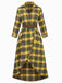 1940s Tartan Plaid Long Sleeve Belted Shirt Dress - vintage dress, retro fashion