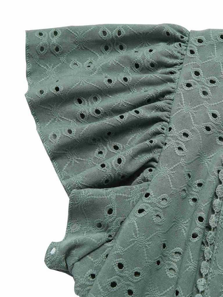 1940s Tie Front Eyelet Embroidered Blouse, vintage top, retro blouse - perfect for women who love vintage and retro fashion
