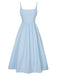 She slips into this 1940s U-Neck Spaghetti Strap Pleated Dress and suddenly it's a 1940s daydream