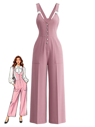 1940s V Neck Vintage Classic Jumpsuit 3