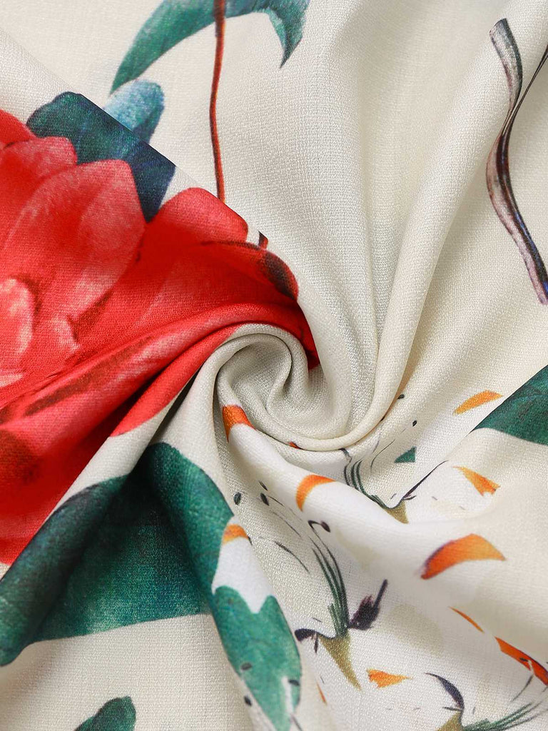 1940s V-Neck Floral Ruched Sleeveless Dress — the kind of 1940s dress that makes strangers smile