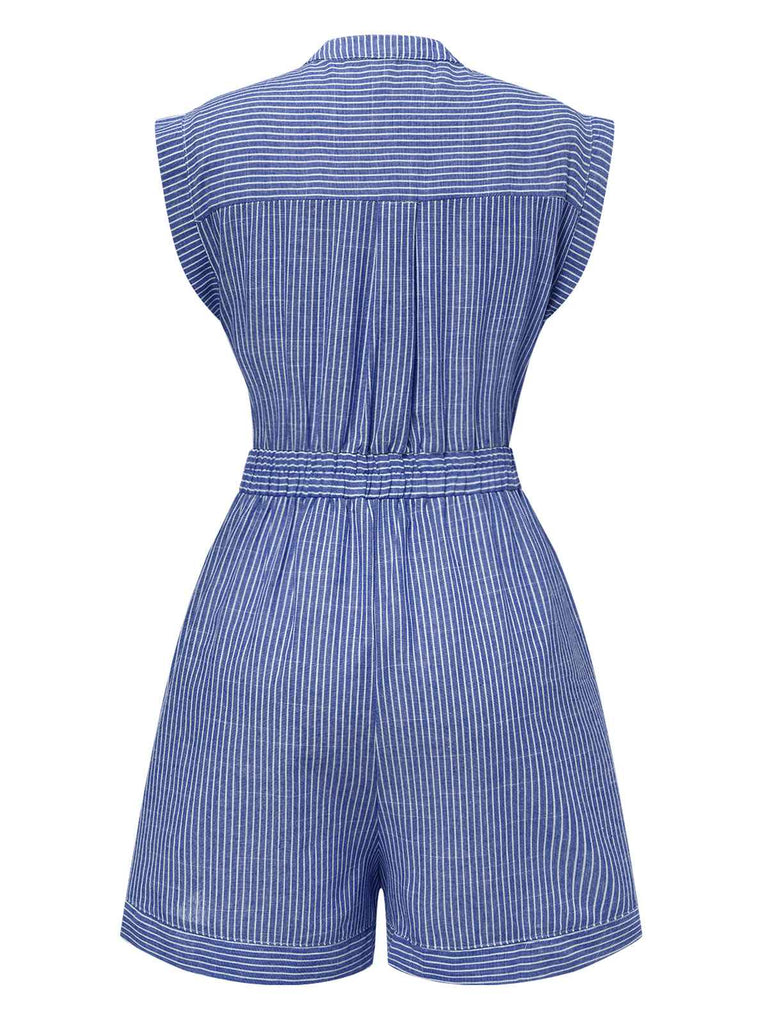 1940s VNeck Pockets Belted Stripe | 1940s | vintage romper, retro jumpsuit
