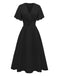 1940s V-Neck Ruffled Sleeve Slit Dress - vintage dress, retro fashion