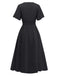 1940s V-Neck Ruffled Sleeve Slit Dress - vintage dress, retro fashion