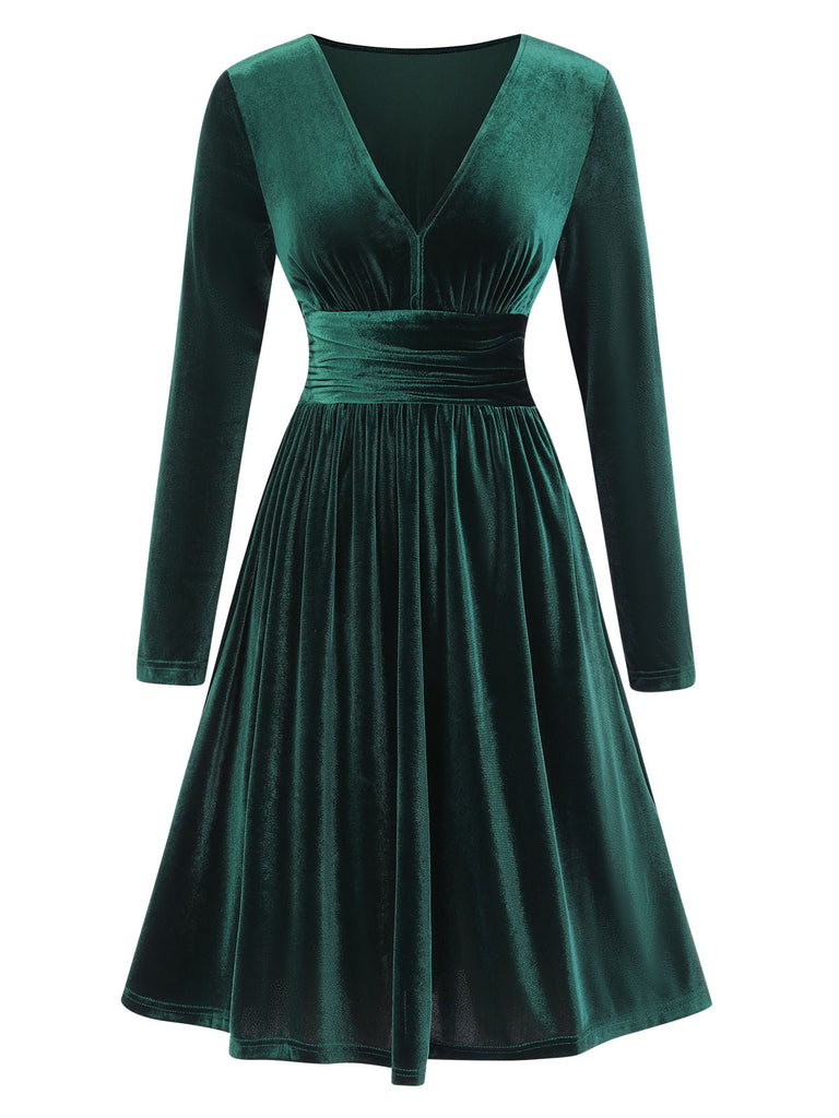 1940s VNeck Solid Aline Velvet | 1940s | vintage dress, retro fashion