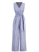 1940s V-Neck Striped Tie-Waist Sleeveless Jumpsuit - vintage jumpsuit, retro fashion