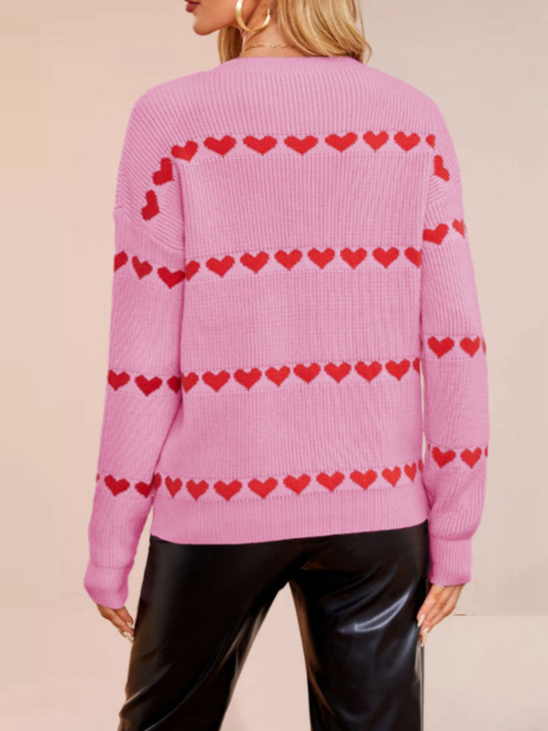 1940s Valentine's Day Heart Knitted Sweater - vintage fashion, retro style