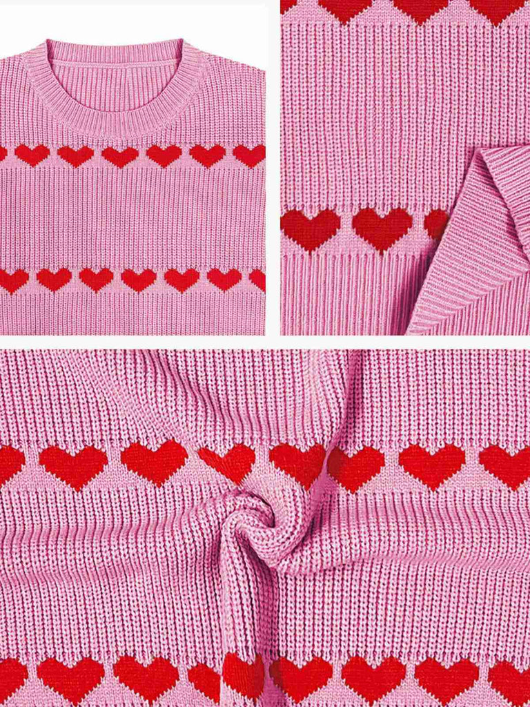 1940s Valentine's Day Heart Knitted Sweater - vintage fashion, retro style