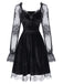 1940s Velvet Lace Flared Patchwork Dress, vintage dress, retro fashion, lace detail - perfect for women who love vintage and retro fashion