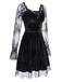 1940s Velvet Lace Flared Patchwork Dress, vintage dress, retro fashion, lace detail - perfect for women who love vintage and retro fashion